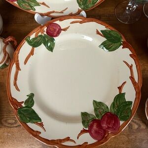 🌹 Antique Franciscan Apple 10.5” Dinner Plates (2) USA hand painted